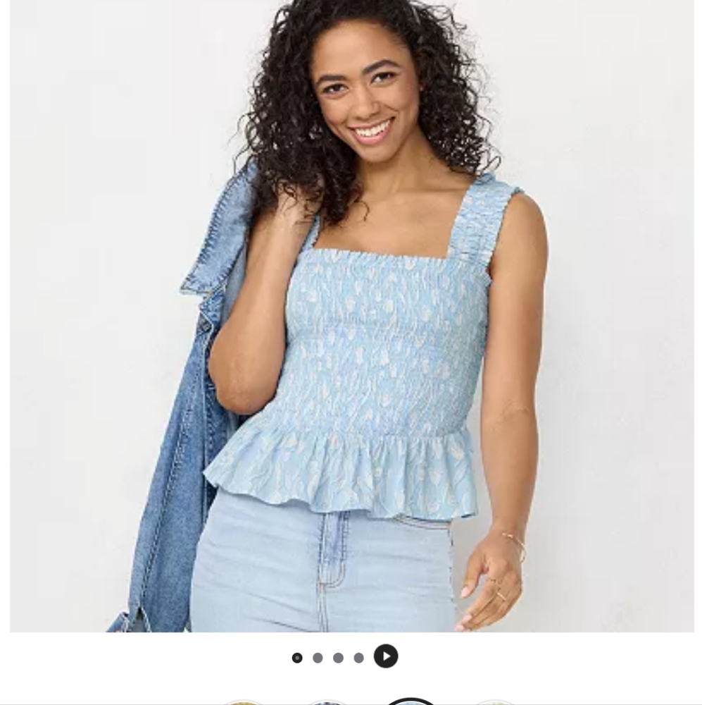 LC Lauren Conrad Smocked Peplum Tank Top